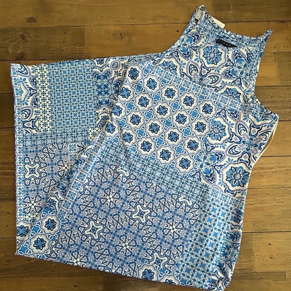 TIANA B Blue White Purple Print Resort Maxi Halter Women's Dress Sleeveless - Picture 3 of 10